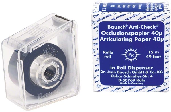 Occlusionspapier Arti-Check® 40 µ **Spenderbox** 15 m Rolle blau, 16 mm, BK 13