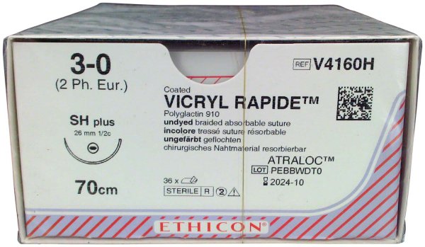 VICRYL™ RAPIDE 36 Stück ungefärbt, 70 cm, SH PLUS, USP 3-0, Stärke 2