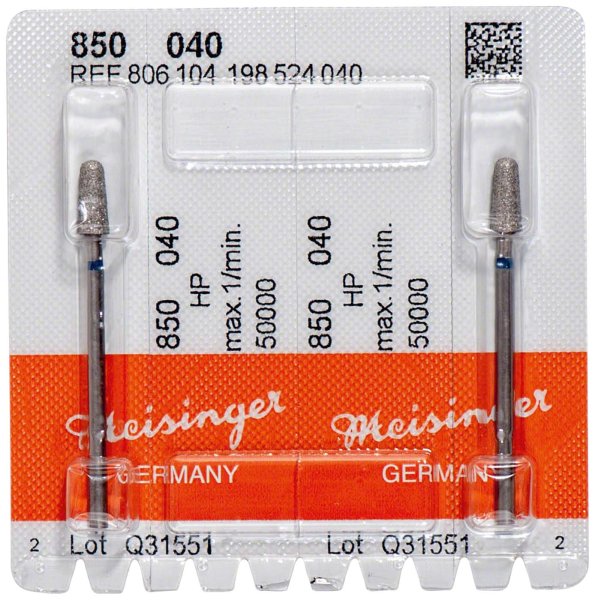 Diamanten 850 2 Stück blau mittel, HP, Figur 198 konisch rund, 8 mm, ISO 040