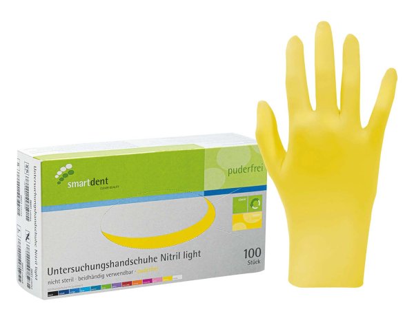 smart Nitrilhandschuhe light 100 Stück puderfrei, lemon, S