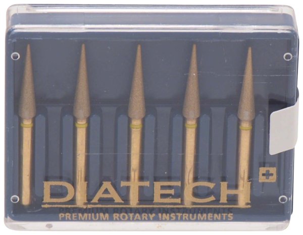 DIATECH Diamanten G859 5 Stück gelb extra fein (XF), FG, Figur 166 Konus spitz, 10 mm, ISO 024