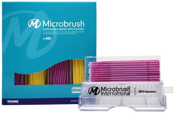 Microbrush® Applikatoren Plus Serie 400 Applikatoren pink/gelb, fein, 1 Dispenser