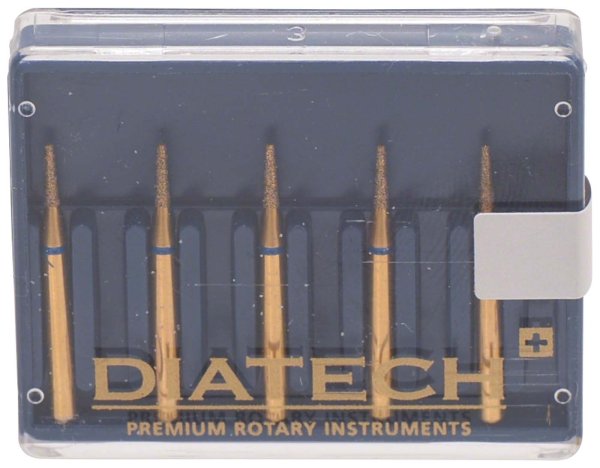 DIATECH Diamanten G845 5 Stück blau mittel (M), FG, Figur 170 Konus flaches Ende, 4 mm, ISO 014