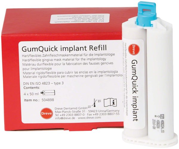 GumQuick implant **Nachfüllpackung** 4 x 50 ml Doppelkartusche, 12 Mischkanülen, 10 ml Duosep