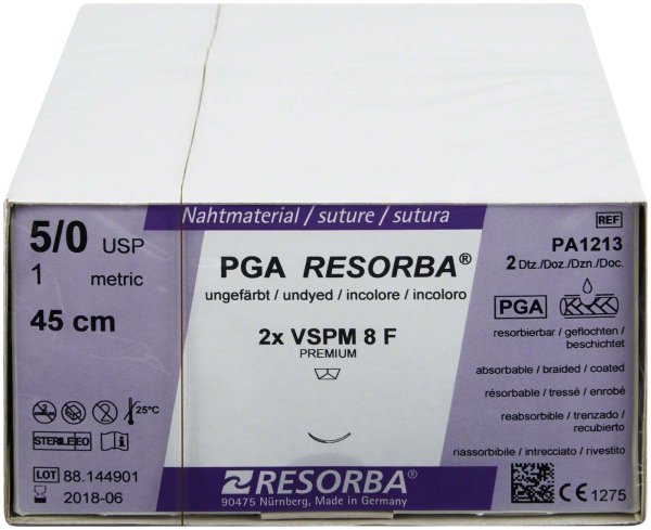 RESORBA® PGA 24 Stück, ungefärbt, 45 cm, VSPM 8F, USP 5/0