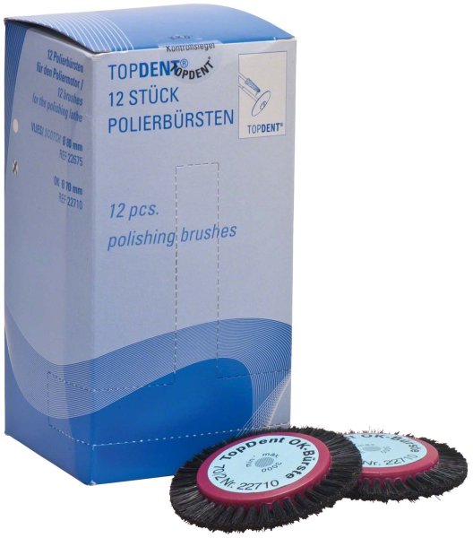 TOPDENT OK Bürste 12 Stück, 2-reihig, kurze Chungkingborsten 11 mm, hart, Ø 70 mm