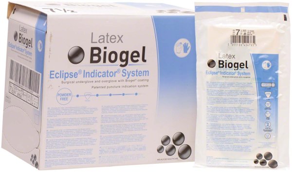 Biogel Eclipse® Indicator® System 25 x 2 Paar puderfrei, (Farbe: stroh, grün), Größe 7,5