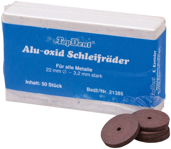 TOPDENT Alu-oxid-Schleifräder 50 Stück braun, mittel, Ø 22 mm x 3 mm