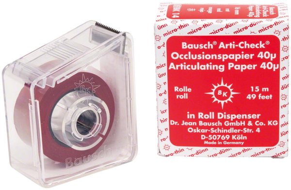 Occlusionspapier Arti-Check® 40 µ **Spenderbox** 15 m Rolle rot, 16 mm, BK 14