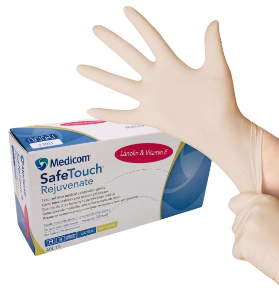 Medicom® SafeTouch® Rejuvenate Latex-Handschuhe 100 Stück puderfrei, natural, M