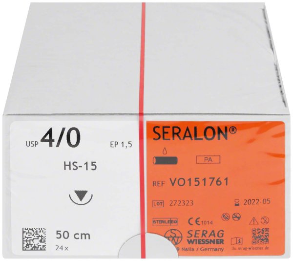 SERALON® 24 Nadeln blau, 0,5 m, HS-15, Stärke 4/0