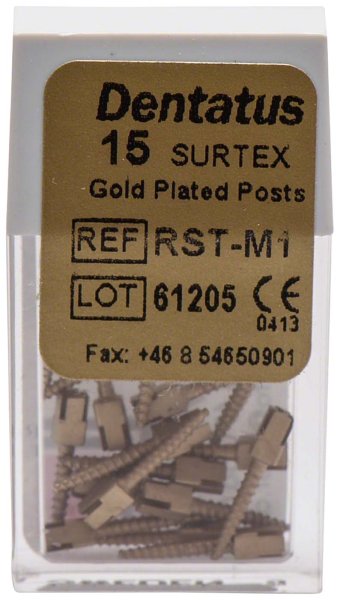 Classic Surtex vergoldete Wurzelstifte 15 Stück 9,3 mm, Ø 1,05 mm, Größe 1