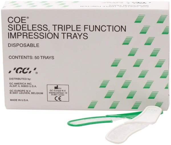 GC COE® Impression Tray Quetschbiß 50 Stück ohne Seiten, dreifach