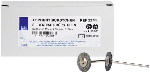 TOPDENT Silberdraht Bürstchen 12 Stück HP, Ø 19 mm