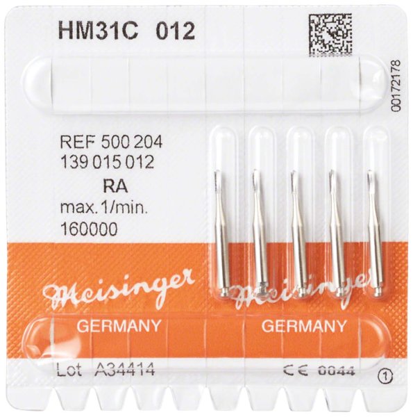Spezialbohrer HM 31C 5 Stück Querhiebverz., orange, RA, Figur 139, 4,1 mm, ISO 012