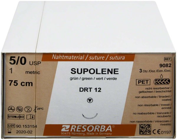 RESORBA® Supolene 36 Stück, grün, 75 cm, DRT12, USP 5/0