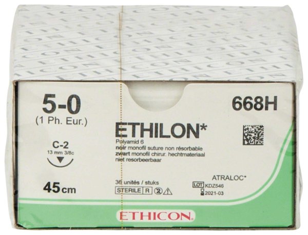 ETHILON 36 Stück schwarz, 45 cm, C2, USP 5-0