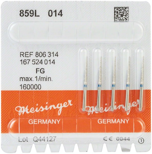 Diamanten 859 5 Stück blau mittel, FG, Figur 167 lang, kon. spitz, 12 mm, ISO 014