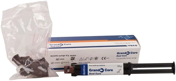 Grandio Core Dual Cure 10 g QuickMix Spritze dentin, Mischkanülen Typ 11, Aufsätze Typ 4
