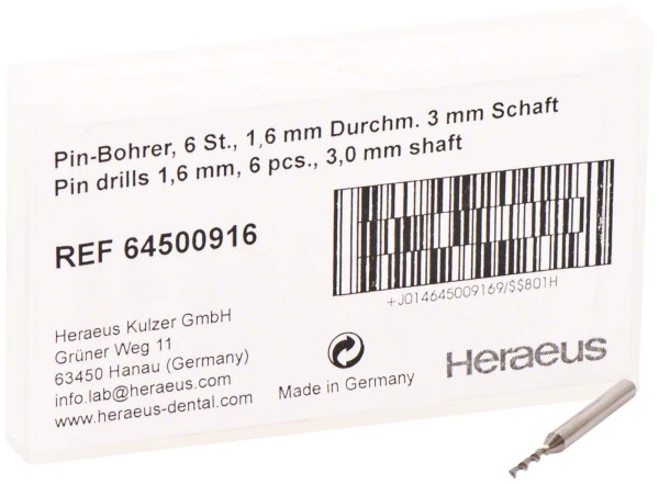 Heraeus Pin-System 6 Pinbohrer Ø 1,6 mm