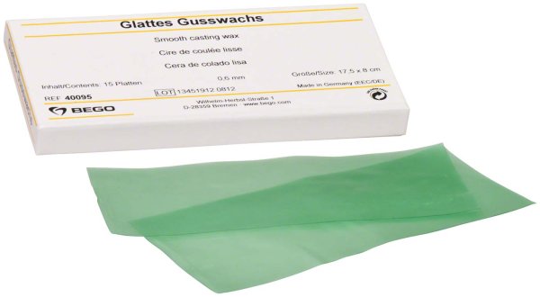 Glattes Gusswachs 15 Stück grün, Stärke 0,6 mm