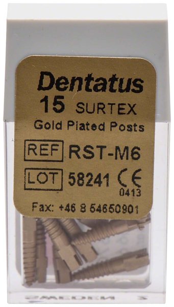 Classic Surtex vergoldete Wurzelstifte 15 Stück 9,3 mm, Ø 1,8 mm, Größe 6