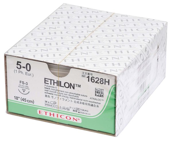 ETHILON 36 Stück schwarz, 45 cm, FS3, USP 5-0, Stärke 1