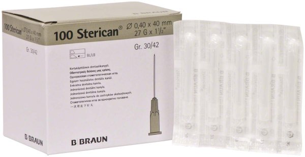 Sterican® Dentalkanülen 100 Stück grau, G27, Ø 0,4 mm, 30/42 lang