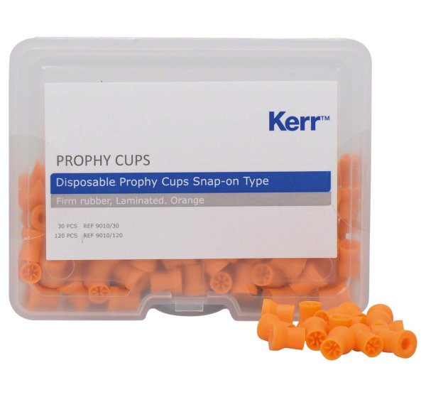 Farbige Prophy Cups 120 Stück orange lamellenförmig, hartes Gummi, Snap-On