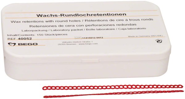 Wachs-Lochretentionen **Laborpackung** 150 Rundlochretentionen rot