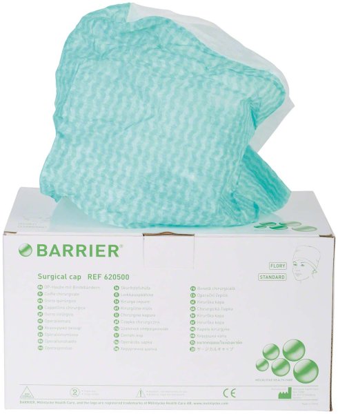 BARRIER® OP-Haube Flory 100 Stück grün/weiß