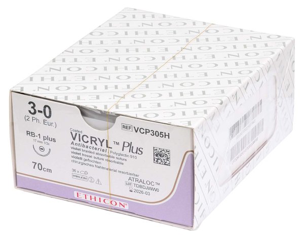 VICRYL™ Plus 36 Stück violett, 70 cm, RB1 PLUS, USP 3-0, Stärke 2