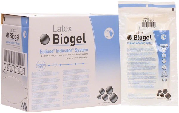 Biogel Eclipse® Indicator® System 25 x 2 Paar puderfrei, (Farbe: stroh, grün), Größe 7