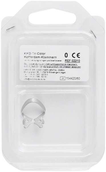 KKD® Kofferdam Klammern triColor Antireflect platin matt, Nr. 0, für Prämolaren