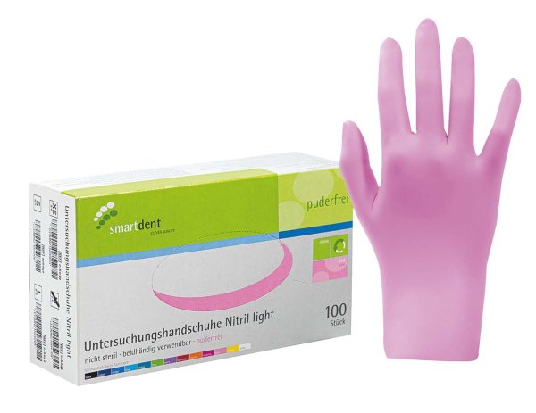 smart Nitrilhandschuhe light 100 Stück puderfrei, pink, S