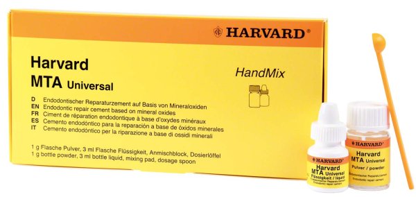 Harvard MTA Universal HandMix 1 g Pulver, 3 ml Flüssigkeit, 1 Dosierlöffel, 1 Anmischblock, 1 Spatel