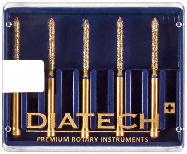 DIATECH Diamanten G886 5 Stück blau mittel (M), FG, Figur 131 Zylinder spitz, 10 mm, ISO 012