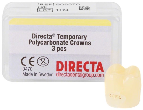 Directa Temporary Polycarbonate Kronen 3 Stück U8L translucent, für Molar