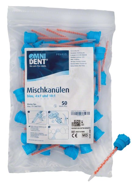 Omni Mischkanülen blau 4:1/10:1 **Beutel** 50 Stück blau 4:1 / 10:1