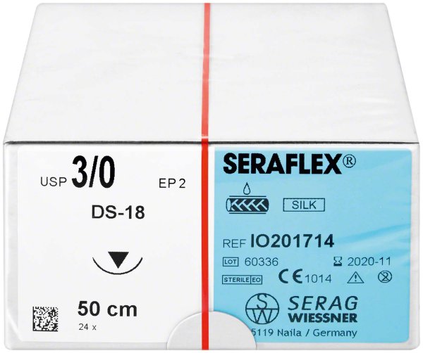 SERAFLEX® 24 Nadeln schwarz, 0,5 m, DS-18, Stärke 3/0