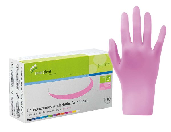 smart Nitrilhandschuhe light 100 Stück puderfrei, pink, L