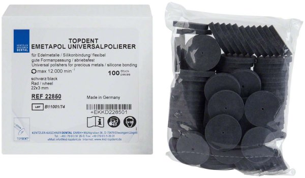 TOPDENT Emetapol 100 Stück schwarz mittel, Rad 22 x 3 mm