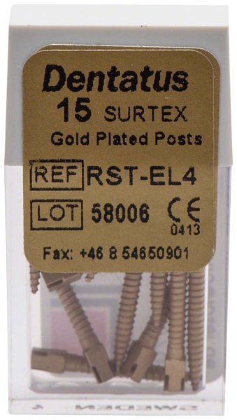 Classic Surtex vergoldete Wurzelstifte 15 Stück 14,2 mm, Ø 1,5 mm, Größe 4