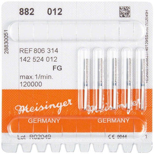 Diamanten 882 5 Stück blau mittel, FG, Figur 142 Zylinder rund, 10 mm, ISO 012