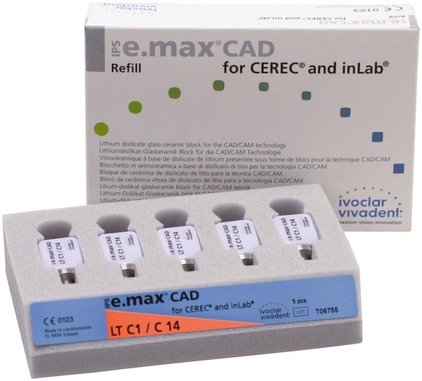 IPS e.max CAD for CEREC/inLab 5 Stück Gr. C14, C1 LT
