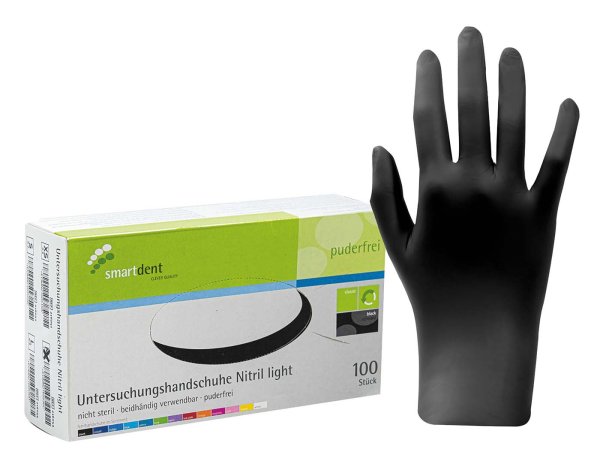 smart Nitrilhandschuhe light 100 Stück puderfrei, schwarz, M