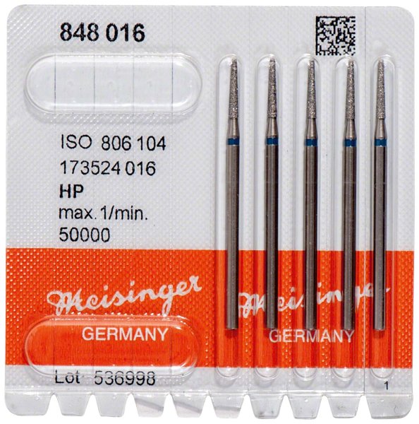 Diamanten 848 5 Stück blau mittel, HP, Figur 173 konisch, Kante scharf, 10 mm, ISO 012