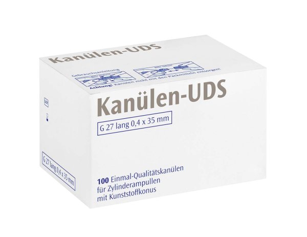 UDS Kanülen 100 Stück grau G27 lang, 0,4 x 35 mm, Kappe mittelgrau