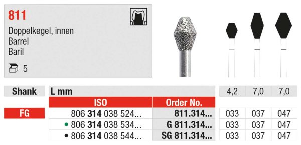 Diamanten 811 5 Stück schwarz supergrob, FG, Figur 038 Doppelkegel innen, 4,2 mm, ISO 033