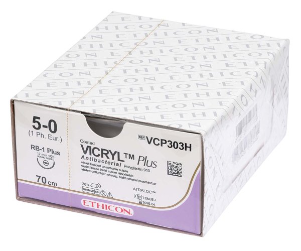 VICRYL™ Plus 36 Stück violett, 70 cm, RB1 PLUS, USP 5-0, Stärke 1